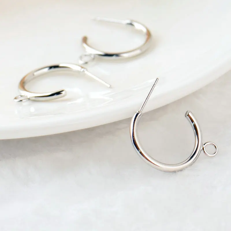 (143)10PCS 20MM 24K Gold Color Plated Brass Round with Hanging Hole Stud Earrings High Quality DIY Jewelry Making Findings