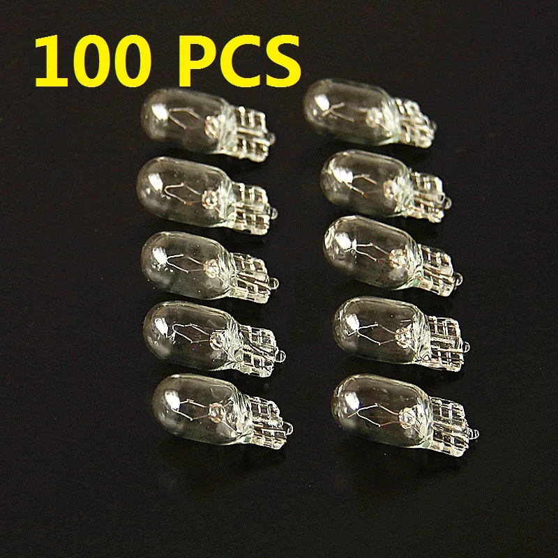 100 шт. белый T10 W5W 501 194 ясно сигнальная лампа Стекло 12В 5 Вт W2.1x9.5d Одиночная нить