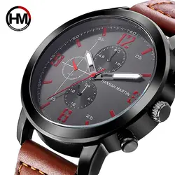 HM мужские s часы Топ люксовый бренд модные спортивные мужские кварцевые кожаные часы на запястье военные часы мужские часы
