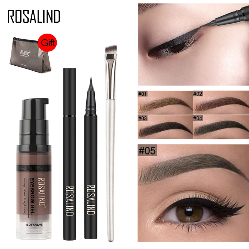 Гель карандаш для бровей ROSALIND набор кистей прозрачная косметика