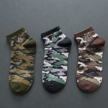 

Camouflage Short Men Sock Hip Hop Men's Socks Unisex ArmyGreen Casual Short Harajuku Adult Cotton Classic Autumn Winter Sokken