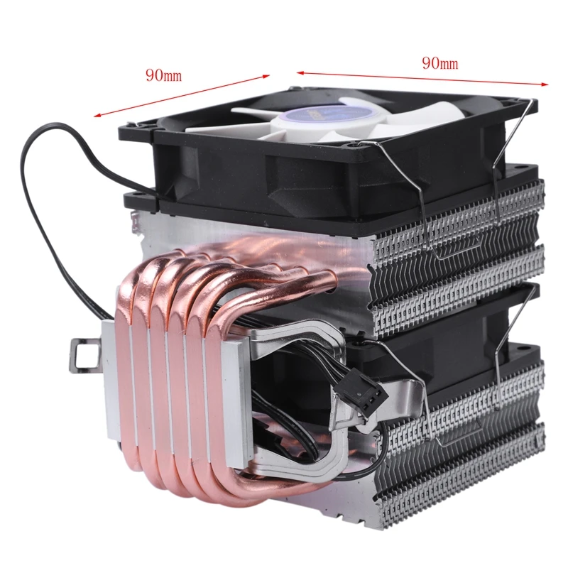 Lanshuo 6 Heat Pipe 3 Wire Without Light Double Fan Cpu Fan Radiator Cooler Heat Sink For Intel Lga 1155/1156/1366 Cooler Heat S