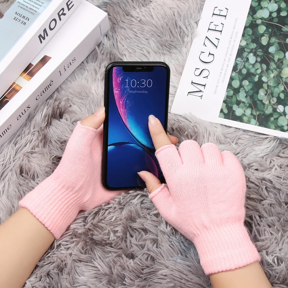 Перчатки без пальцев теплые вязаные перчатки 1 пара|glove animals|gloves tvmittens pink |