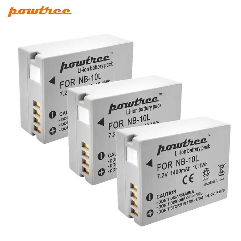 Powtree для Canon NB-10L NB 10L батарея+ USB lcd зарядное устройство для PowerShot G15 G16 SX40 SX60 CB-2LCE аккумуляторная батарея - Цвет: 3 Battery
