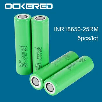 

Ockered 5pcs/lot 2500mAh INR18650 25R 18650 Rechargeable Battery for samsung 18650 for Electronic Cigarette Flashlight Batteries