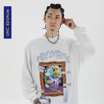 

UNCLEDONJM Laminating Film Art Painting Frame Printed Men's Long-Sleeved T-shirt harajuku streetwear men t shirt tops tee ME-732