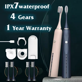 

Electric Toothbrush Sonic wave Rechargeable Toothbrush Replacement Head Adult caring IPX7 Waterproof Whitening for couple