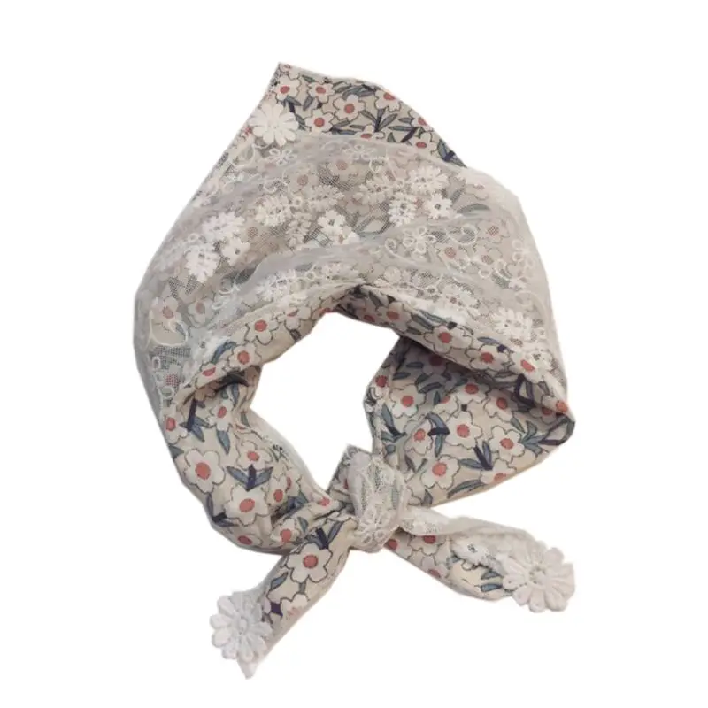 J2 Baby Girls Kids Lace Scarves Floral Print Triangle Scarf Neckerchief Headscarf E65D - Цвет: J2