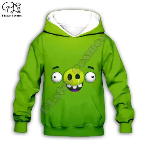 Kids hoodies Фильм с узором angry мультяшек птиц для детей комплект одежды для детей, 3d из двух предметов: толстовка с капюшоном и рисунком котенка с молнией для маленьких девочек толстовки для мальчиков - Цвет: Kids hoodies