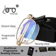 VANLOOK, многофокальные прогрессивные складные очки для чтения, компьютерная Складная защита от синего излучения, для мужчин и женщин, прозрачные+ 1 1,5 2 2,5 3 3,5 4