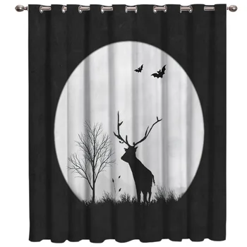

Deer Silhouetted Under The Great Moon Window Treatment Hardware Sets Curtains for the Kitchen Living Room