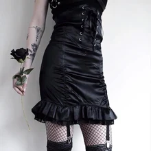 Hot sale new 2020 Spring skirts womens ins dark England style Lace Ruffles high waist pleated Tie Waist Sexy bag hip short skirt