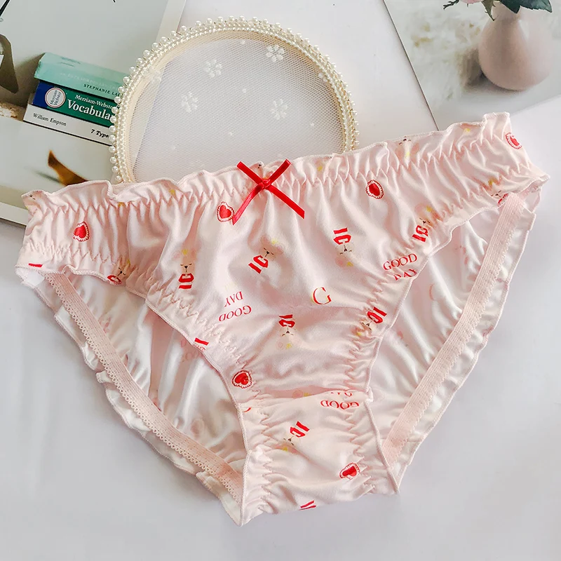 Нижнее белье для студентов трусики с низкой талией девочек милые оборками и