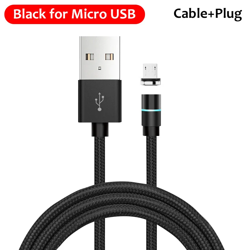 Тегеран Магнитный кабель светодиодный Micro usb type C Магнитный USB кабель для быстрой зарядки для iPhone X 7 XS XR huawei samsung xiaomi one plus - Цвет: Black type 1