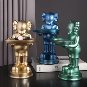 

Creative Cartoon Resin Street Artist Model Sculpture Ornaments Storage Home Living Room Porch Desktop Fruit Snack Storage Decor