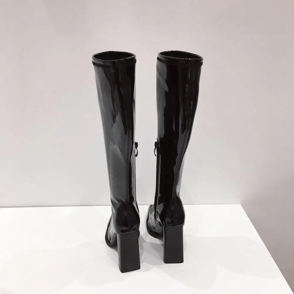 Botas negras Punk De Metal con punta cuadrada, botas hasta la rodilla,  otoño 2020, botas De tacón alto para Mujer, zapatos Botas Largas tacón De  diseñador para Mujer|Botas hasta el tobillo| -