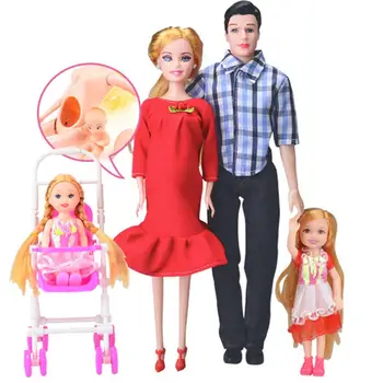 

Baby Doll Toys A Family Of Five Pregnant Mother Doll Accessories Toy Set Children Play Toys Play House Doll Toy Doll Family Set