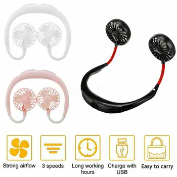 

HOT Fan Hanging Neck Mini Fan Sports Rest Portable USB Rechargeable Fan US