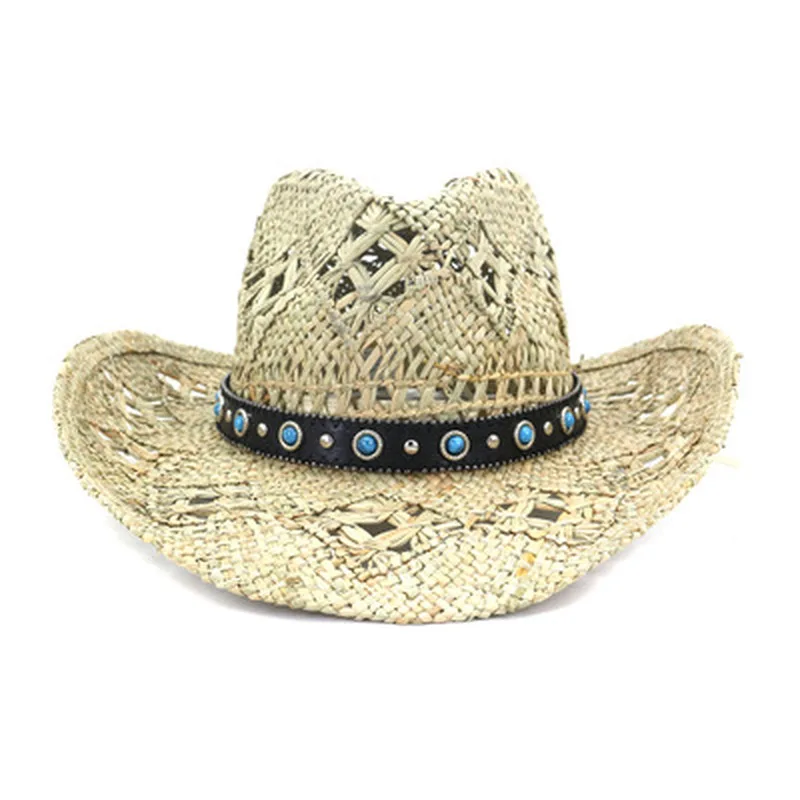 

sun hats western cowboy hollow handmade big brim women hats with belted band panama jazz caps hip hop street new men women hats