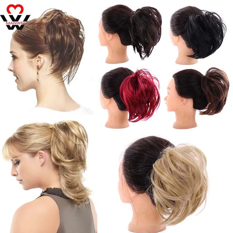 

MANWEI Synthetic Tousled Hair Donut Chignon Hair Extensions Hair Bun Pad Rubber Band Hairpieces Real Natural Elegant Updos