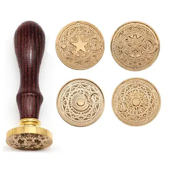 

Retro Wooden Stamp Antique Metal Sealing Wood Handle Wedding Invitations Wax Seal Stamp Craft Wax Seal Stamp Letter Planet Icon