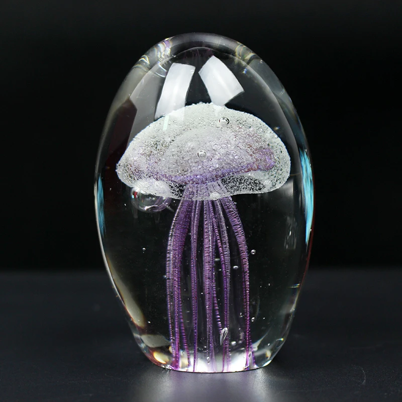 Glass Jellyfish Figurines Ornament Crafts Miniature Figurines Miniature Ornament Glass Ornament Paperweight Aquarium Fengshui Home Decoration