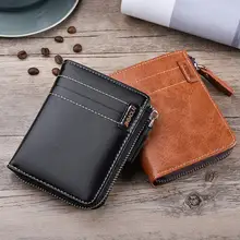 

Men's Wallet PU Leather Zipper Around Wallet Vintage Portable Bifold Purse