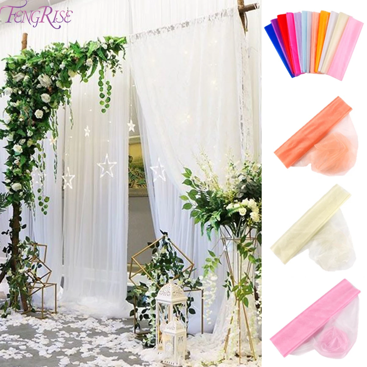 Tulle Wedding Organza Roll Sheer Crystal Fabric For Wedding Decoration Yarn Tool 