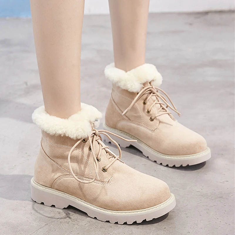 Najtaniej SWYIVY Flock platformowe buty kobiece buty zimowe 2019 nowe ciepłe śnieg panie botki botki dla kobiet pluszowe kobiety zimowe buty
