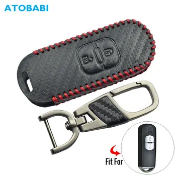 

Carbon Leather Car Key Cover For Mazda 2 3 5 6 8 MX5 CX-3 CX-5 CX-7 CX-9 Smart Remote Fob Protector Case Keychain Bag Accessory