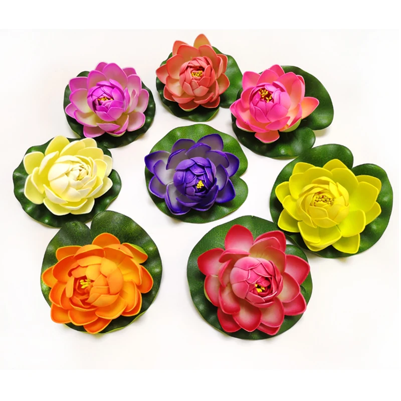 Ninfee Artificiali Galleggianti Per Laghetto - 5 Pezzi Fiori Di Loto In Schiuma EVA Bianchi