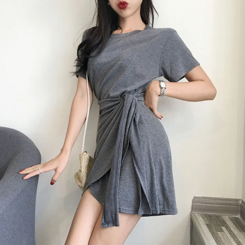 Jaycosin Romance Elegant Mini Dresses Women 2020 Summer O Neck Solid Ladies Street Beach Leisure Vacation Short Dresses Mujer227