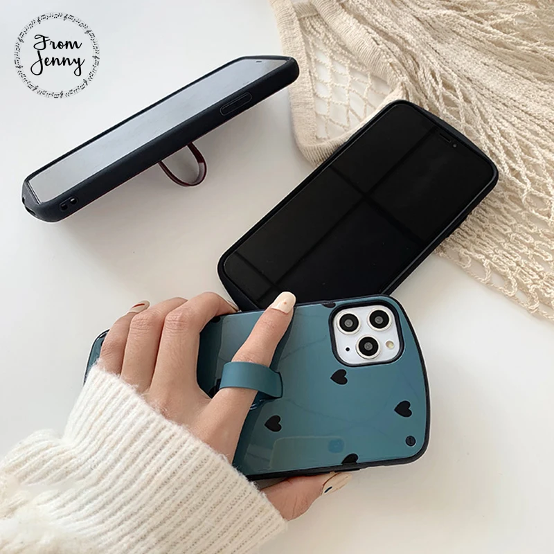  From Jenny Solid color love for-iPhone 11 Pro x xr xs max 7 8 Plus ring stand mobile phone protecti