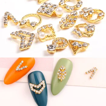 

2 Pcs Gold Metal Nail Rhinestones Stones Mixed Size Bling Nail Gems Jewelry Accessories Hollow 3D Nail Art Decorations
