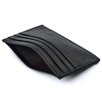 

Black Leather Slim Thin Credit Card Holder Mini Wallet ID Case Purse Bag Pouch Minimalist Soft Leather Mini Case Holder
