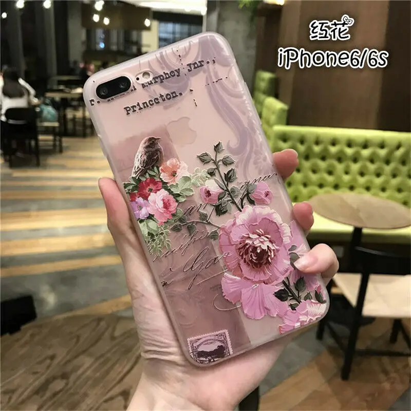 

For IPhone 6 6s 7 8 Plus XS XR Fashion Flower Cute Silicone TPU Women Case Cover Iphone Xs Max Case