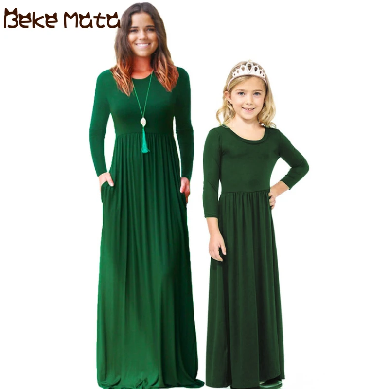 

Mother Daughter Dresses Mommy And Me Clothes Long Sleeve Solid Family Look Mom And Daughter Maxi Dress Family Matching Clothes