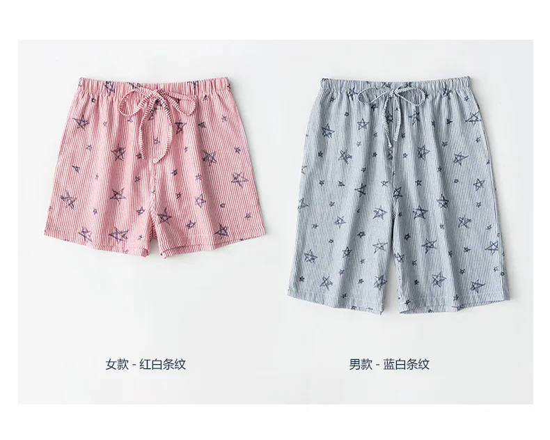 Psychological 26-Spring Summer Pure Cotton Couples Gauze Pajama Pants Cotton Shorts Women's Home Pants Loose And Plus-sized