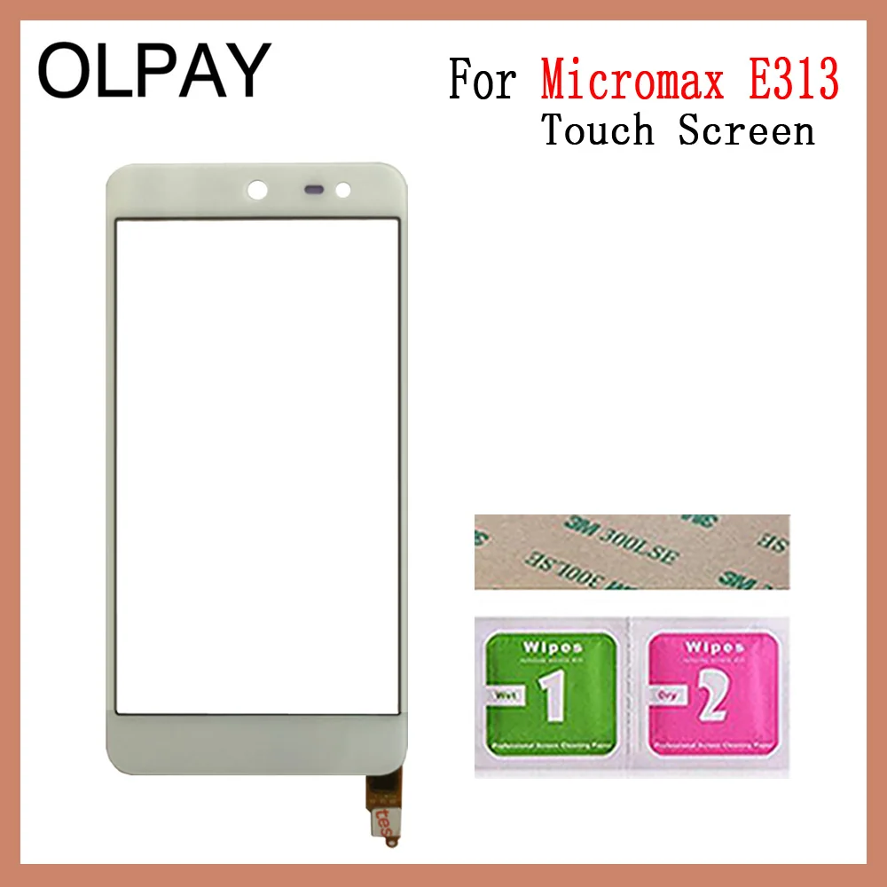 White No Tools OLPAY 5," мобильный сенсорный экран сенсор для Micromax E313 сенсорный экран дигитайзер Передняя стеклянная панель инструменты Бесплатный клей+ салфетки - Color: White No Tools