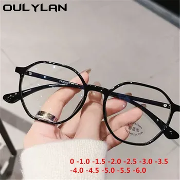 

Oulylan Polygon Finished Myopia Prescription Glasses Men Women Optical Nearsighted Spectacle Frame with diopters minus -1.5 -2.0