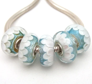 

JGWGT 2215 5X 100% Authenticity S925 Sterling Silver Beads Murano Glass beads Fit European Charms Bracelet diy jewelry Lampwork