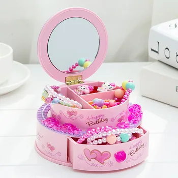 

Creative Cake Decoration Ornaments Music Box Cute Children Desktop Vanity Mirror Jewelry Box Storage Box Storage Rack