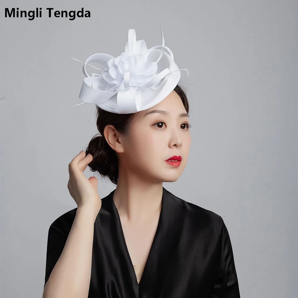 Mingli Tengda головной убор невесты колпак декоративный Свадебная шляпка фотография Cambric шляпа Свадьба темно-синий/белый/зеленый Свадебные аксессуары тиара
