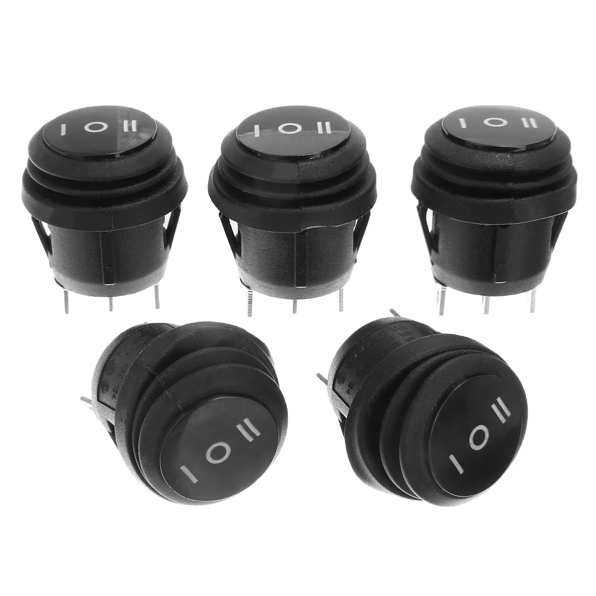 Universal 5pcs On/Off/On Three Position Round Rocker Switch SPDT Car Boat Waterproof 10A/125V 6A/250V Accessories
