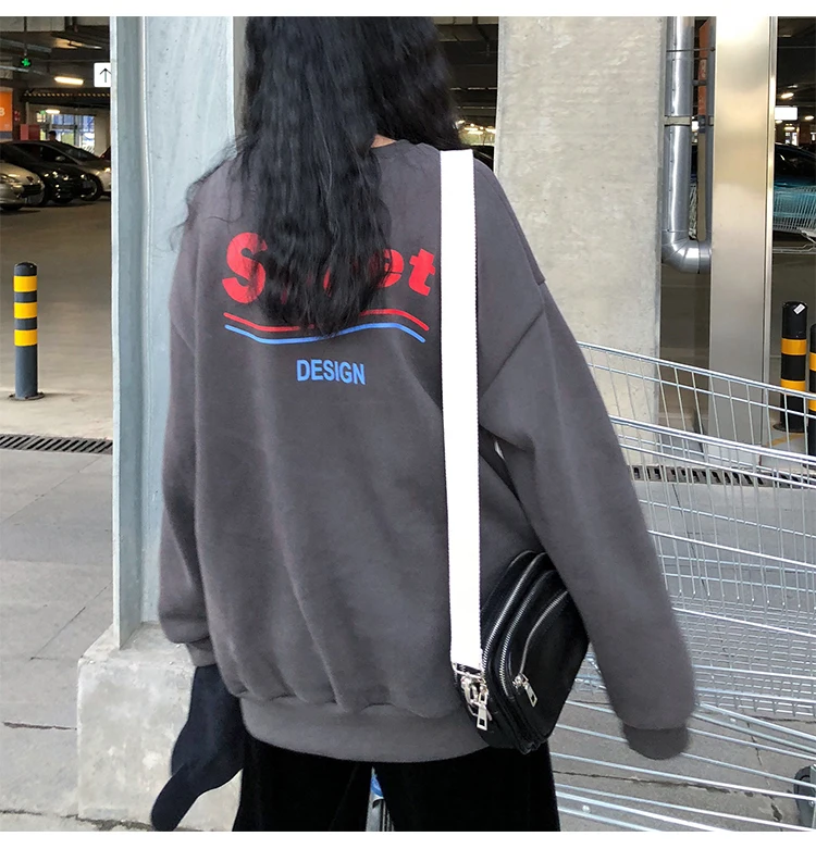 Женские толстовки, Harajuku, толстый, Ulzzang Ins, шикарный, ленивый, Повседневный, с буквенным принтом, толстовка, женский, Ретро стиль, Kawaii, джемпер для женщин