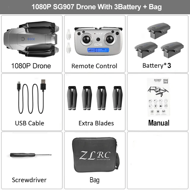 SG907 1080P 3B CB HGIYI SG907 gps Радиоуправляемый Дрон с 4K HD камерой регулировки широкоугольный wifi FPV 50 раз зум складной Квадрокоптер профессиональные дроны - Цвет: SG907 1080P 3B CB