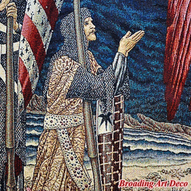 Достижения I средневековый гобелен, настенный гобелен, Вильям Моррис, Святой Грааль, гобелен, жаккардовое переплетение, украшение, 140x98 см