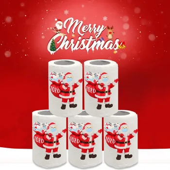 

Xmas Pattern Series Pure Wood Pulp Printed Toilet Roll Paper Christmas Creative Paper Survivor Family Santa Ornament Home Decor