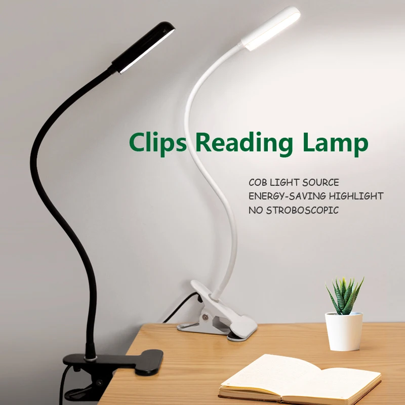 

LED eye protection clip style reading light USB dormitory learning bedroom reading lamp 360° rotating gooseneck hose night light