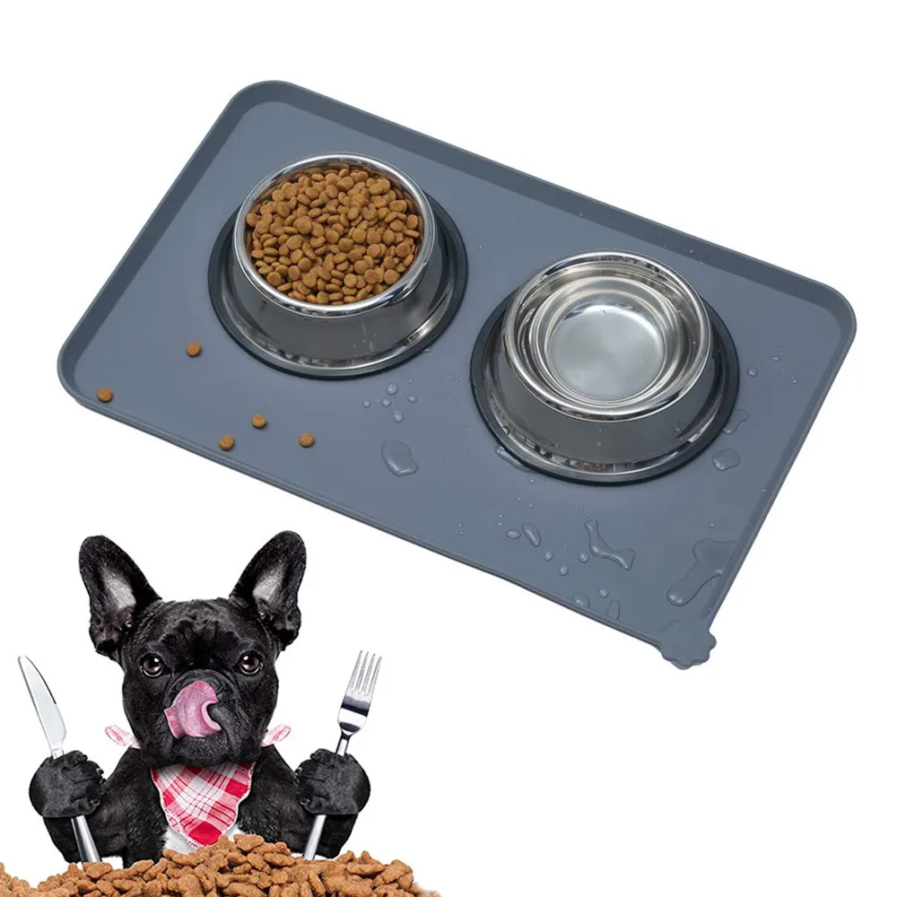Silicone Waterproof Pet Feeding Mat With High Lips Antislip Cat Dog